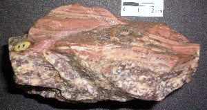 Capas de cianobacterias y minerales. Precámbrico de Michigan USA.     